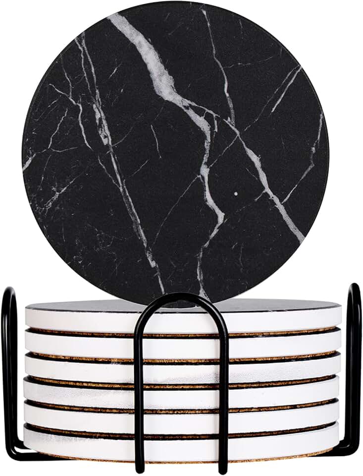 Black Marble Coaster Set